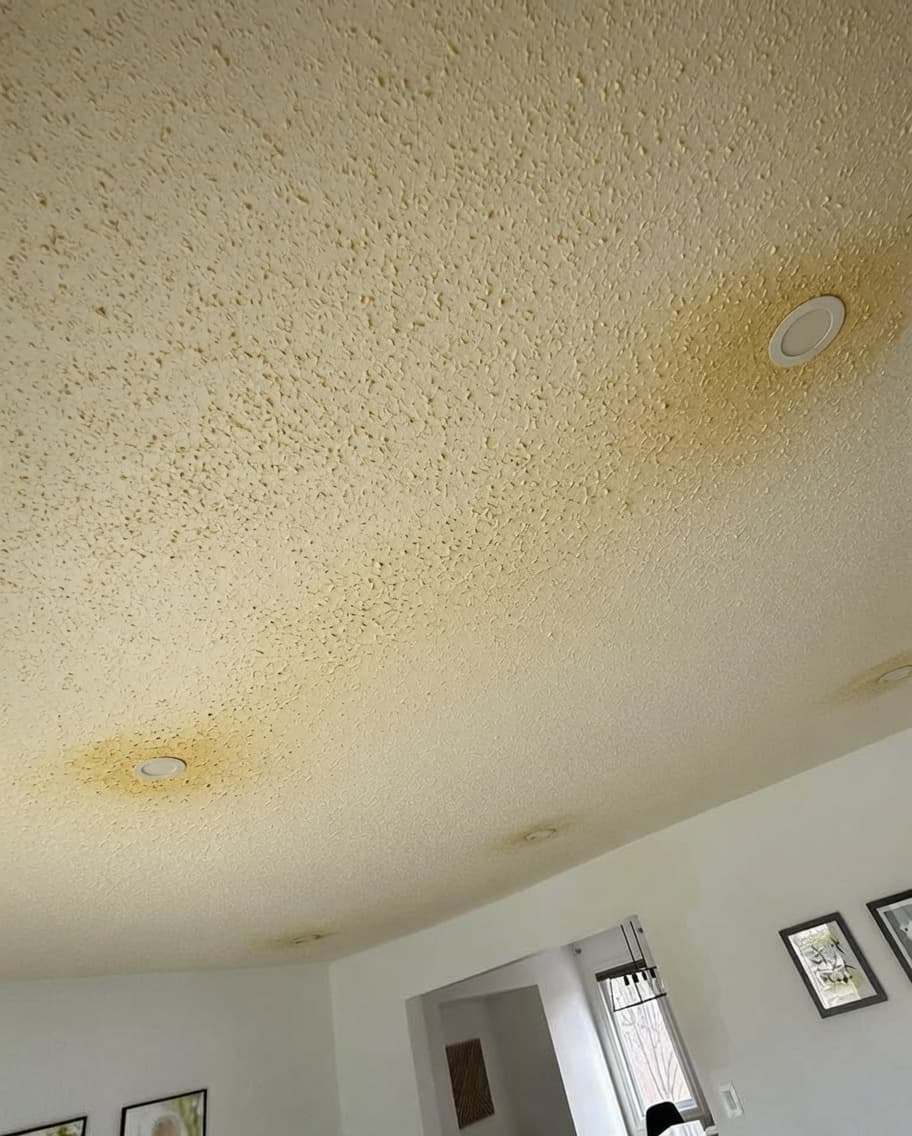 Popcorn ceiling before removal in a Poway, CA home