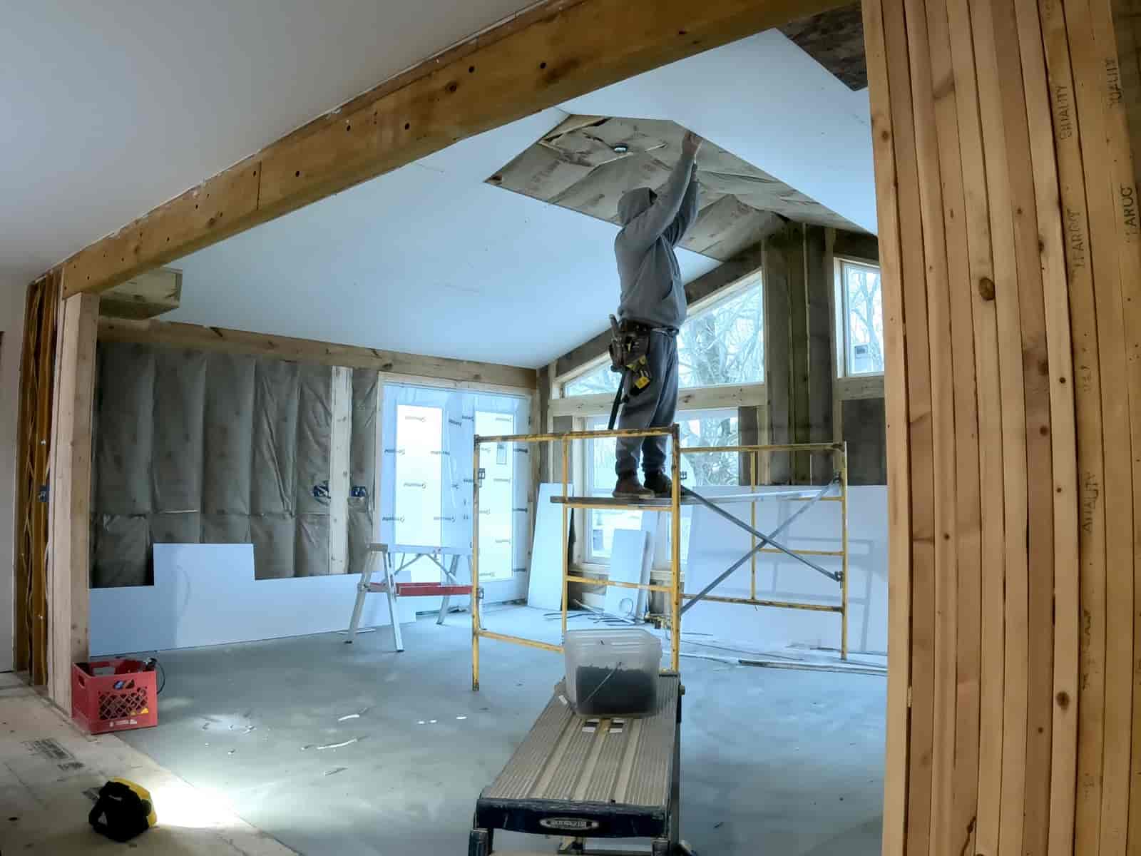 Drywall installation in a San Diego home addition